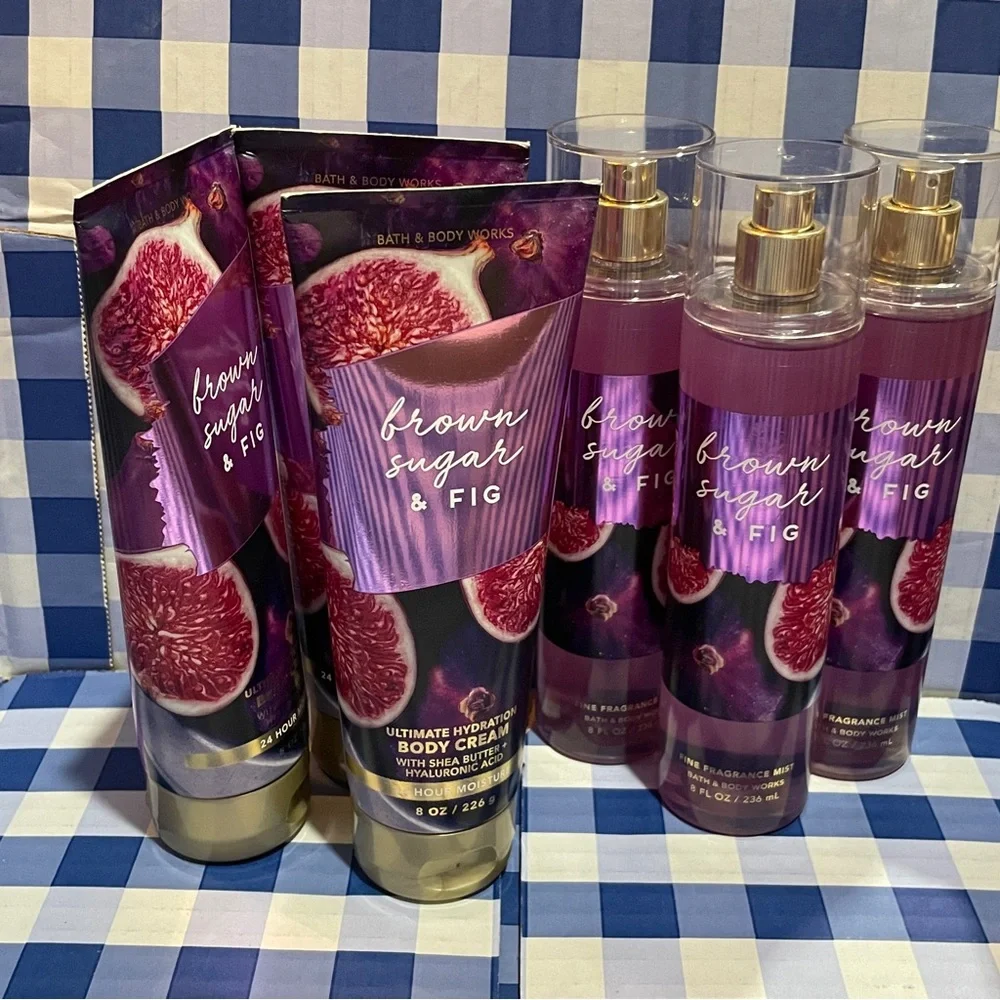 NEW Bath & Body Works Bundle 6 pcs BROWN SUGAR & FIG Body Cream and spray - Picture 1 of 7